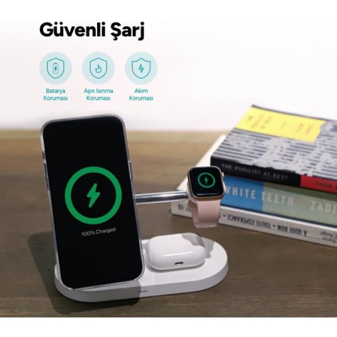 Ttec Aircharger Quattro M Magsafe Uyumlu Iphone+Applewatch+Airpods LED Li Kablosuz Hızlı Şarj Standı