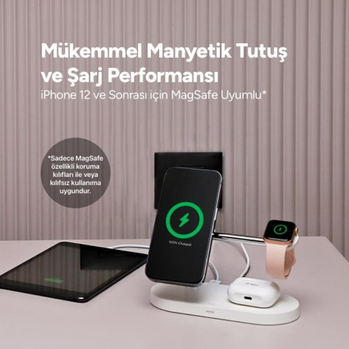 Ttec Aircharger Quattro M Magsafe Uyumlu Iphone+Applewatch+Airpods LED Li Kablosuz Hızlı Şarj Standı