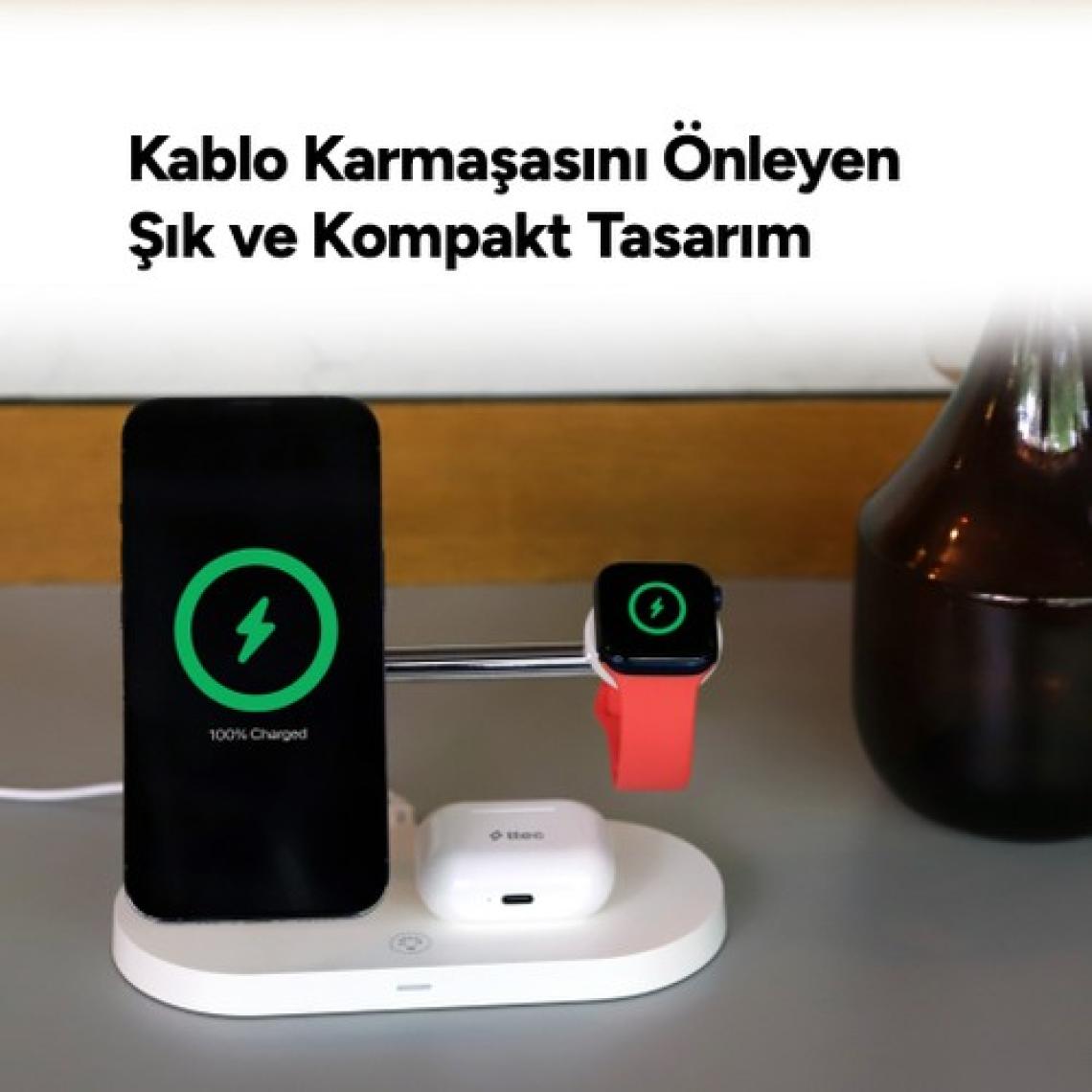 Ttec Aircharger Quattro M Magsafe Uyumlu Iphone+Applewatch+Airpods LED Li Kablosuz Hızlı Şarj Standı