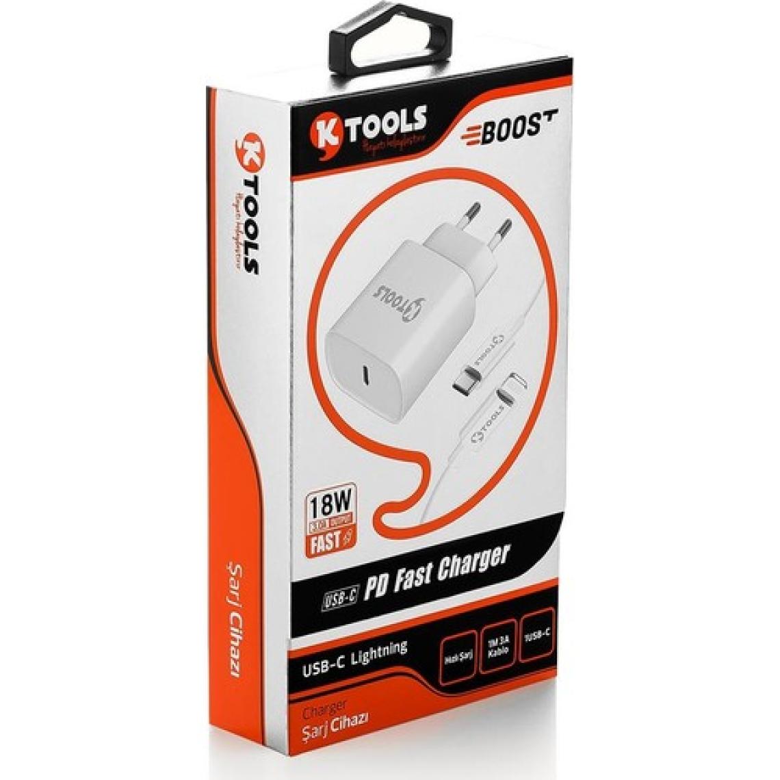 Ktools Boost Pd 18W 3A Iphone Lightning USB C Hızlı Şarj Cihazı