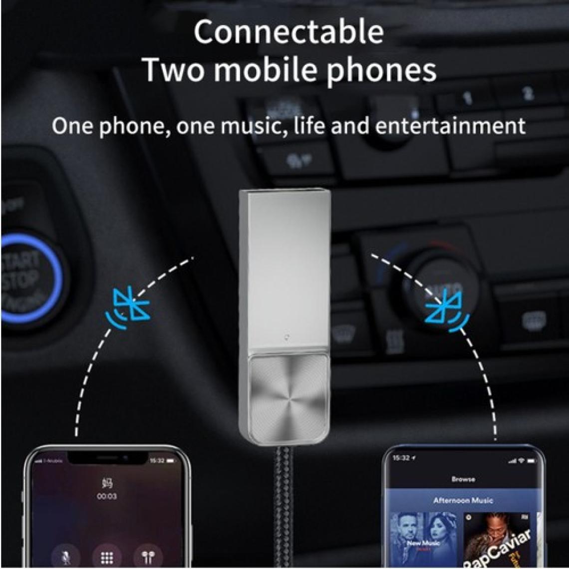 Conocer Bluetooth Wireless Bt5.1 USB To 3,5mm Araç Kiti Bluetooth Araç Içi Fm Transmitter Hifi Ses Destekli