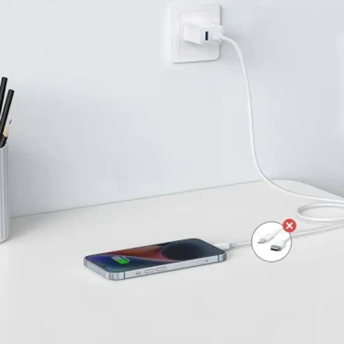 Anker 20W USB-C + USB-A Çift Portlu Şarj Cihazı - A2348 - Beyaz (Anker Türkiye Garantili)