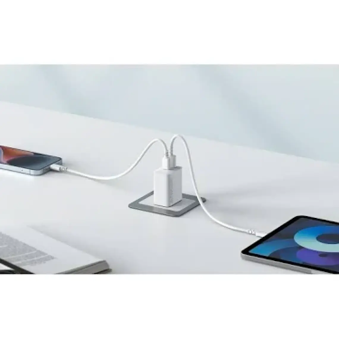Anker 20W USB-C + USB-A Çift Portlu Şarj Cihazı - A2348 - Beyaz (Anker Türkiye Garantili)