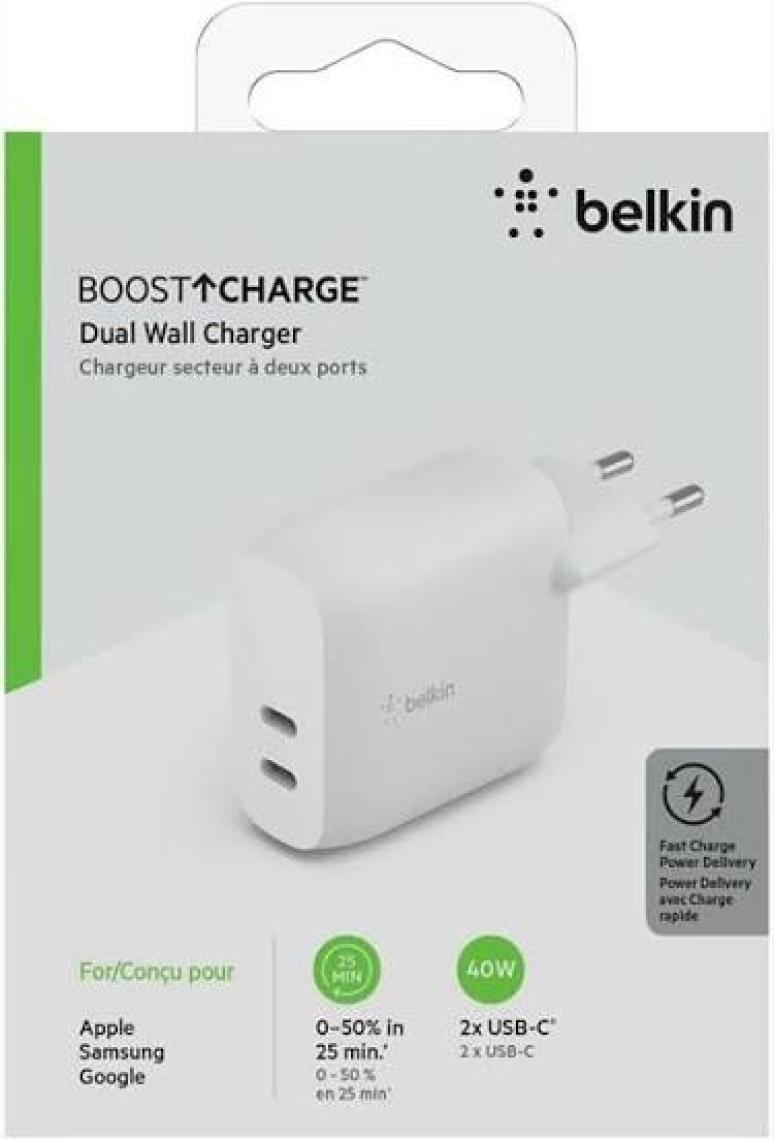 Belkin 40W Çift Girişli Usb-C Pd Hızlı Şarj Aleti