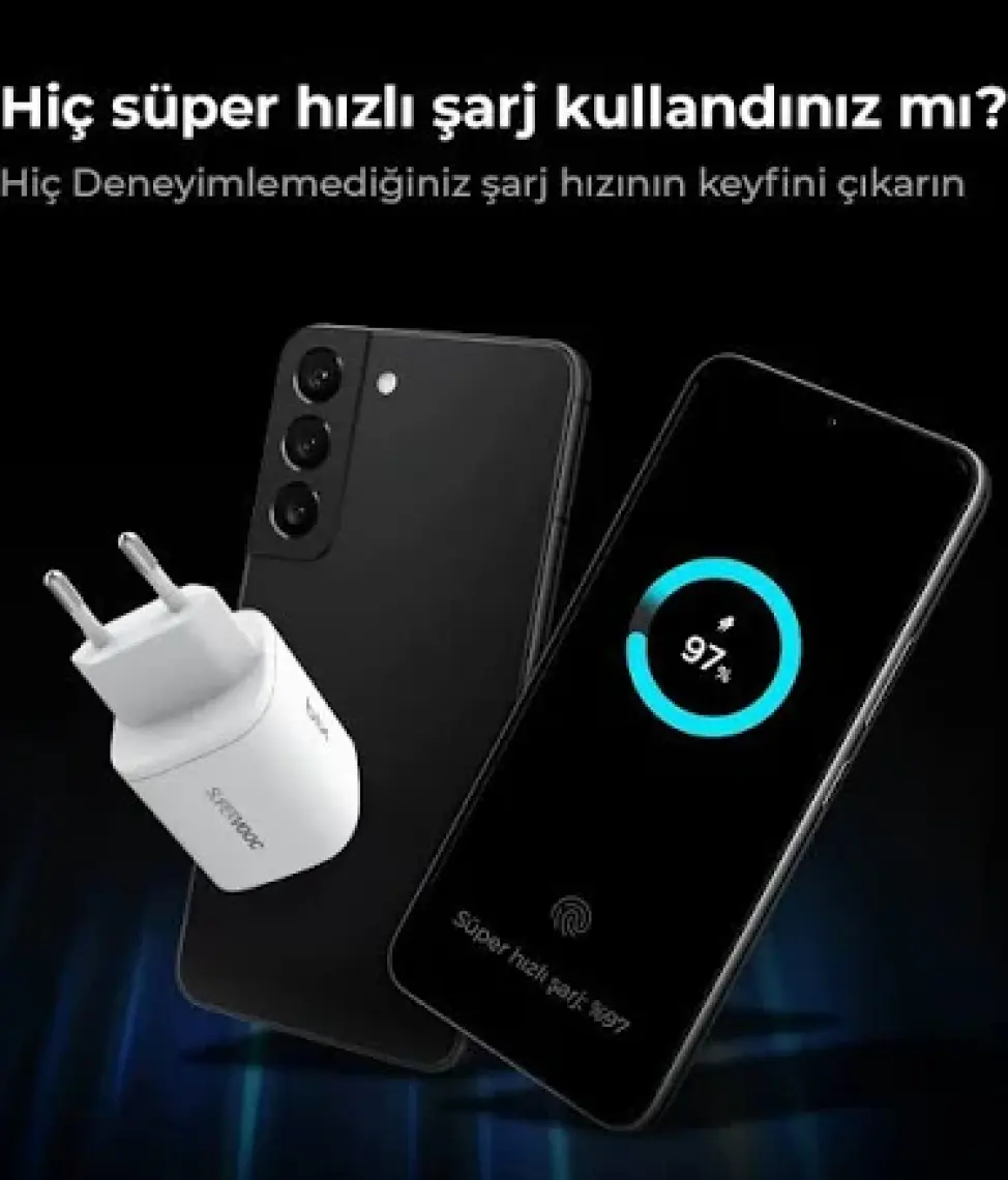 Bix SV35 Gan 33W USB-A SuperVOOC 2.0 + 35W PD Type-C Girişli Çift Bağlantı Noktalı, Oppo Reno 7/6/X3/Find X5/Find N/K10 Pro/A96, Realme GT/GT2/GT NEO/Q3/Q5, Samsung ve Daha Fazla ile Uyumlu