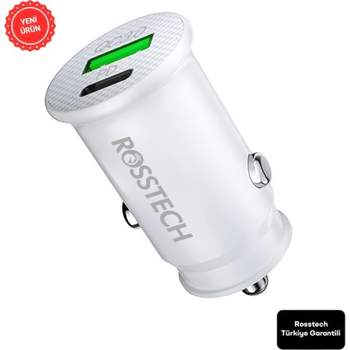 Rosstech 20W Pd + Usb-A Quick Charge 3.0 Süper Hızlı Dual Port Araç Çakmaklık Şarj Cihazı