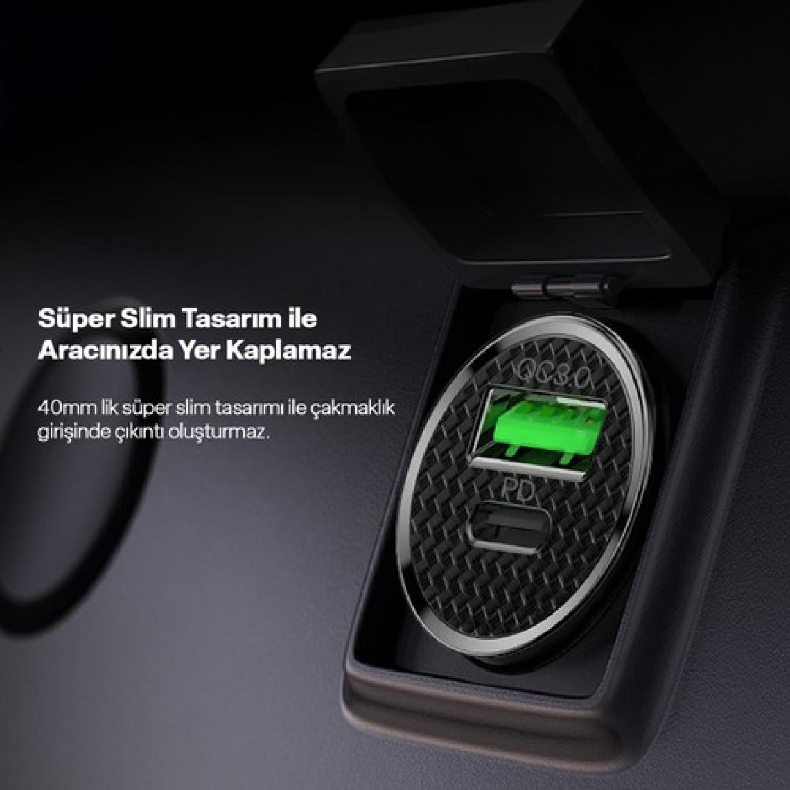 Rosstech 20W Pd + Usb-A Quick Charge 3.0 Süper Hızlı Dual Port Araç Çakmaklık Şarj Cihazı