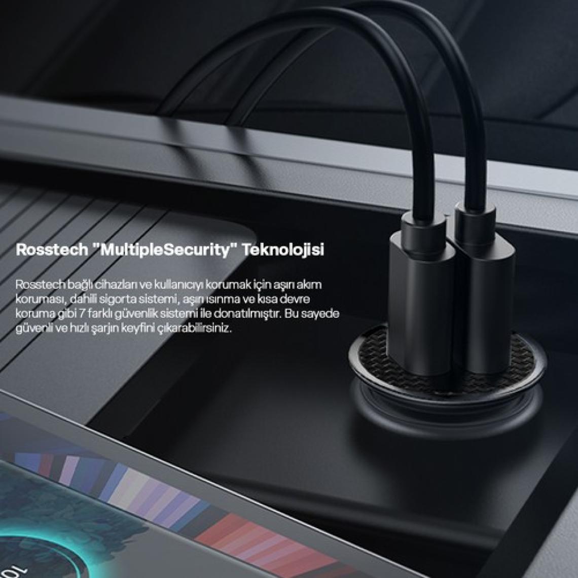 Rosstech 20W Pd + Usb-A Quick Charge 3.0 Süper Hızlı Dual Port Araç Çakmaklık Şarj Cihazı