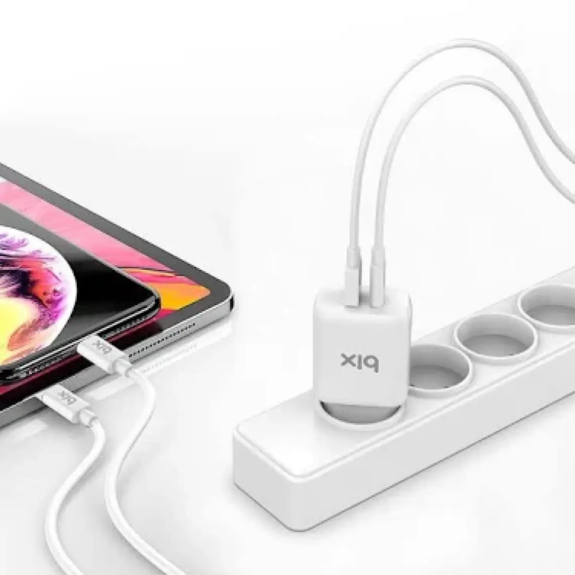 Bix ZH-2U41T 25W PD + USB 3.0 Çıkışlı iPad / iPhone / Android Uyumlu Çift Portlu Seyahat Adaptörü