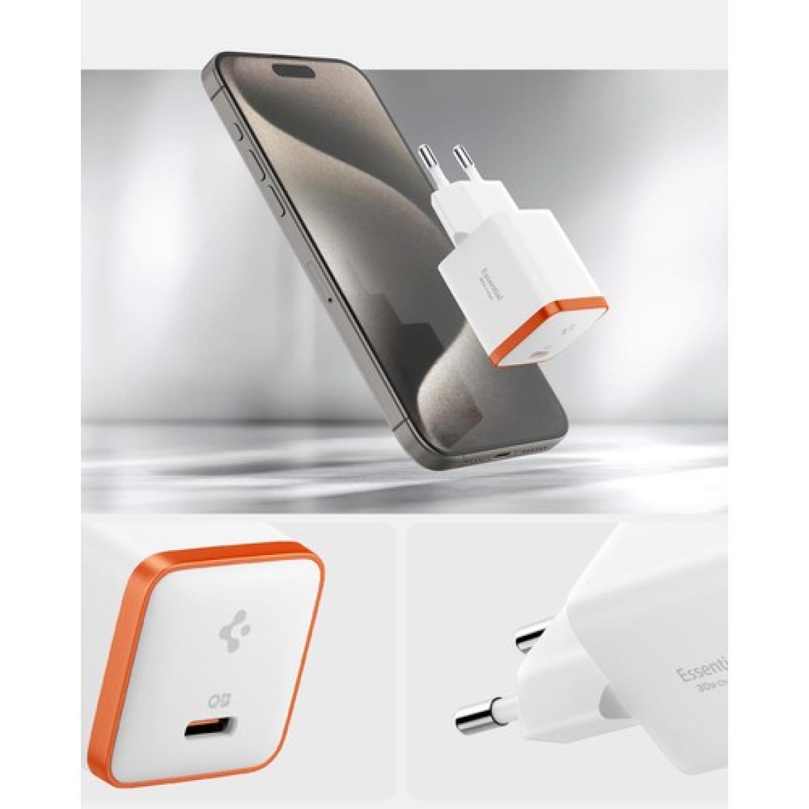 Spigen 30W USB-C Ultra Mini Hızlı Şarj Aleti Samsung PPS / Isı Düşürücü GaN Destekli Akım Korumalı Güç Adaptörü iPhone & Android & iPad & MacBook Type-C White - ACH08449