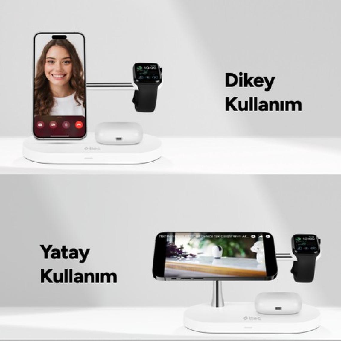 Ttec Aircharger Quattro M Magsafe Uyumlu Iphone+Applewatch+Airpods LED Li Kablosuz Hızlı Şarj Standı