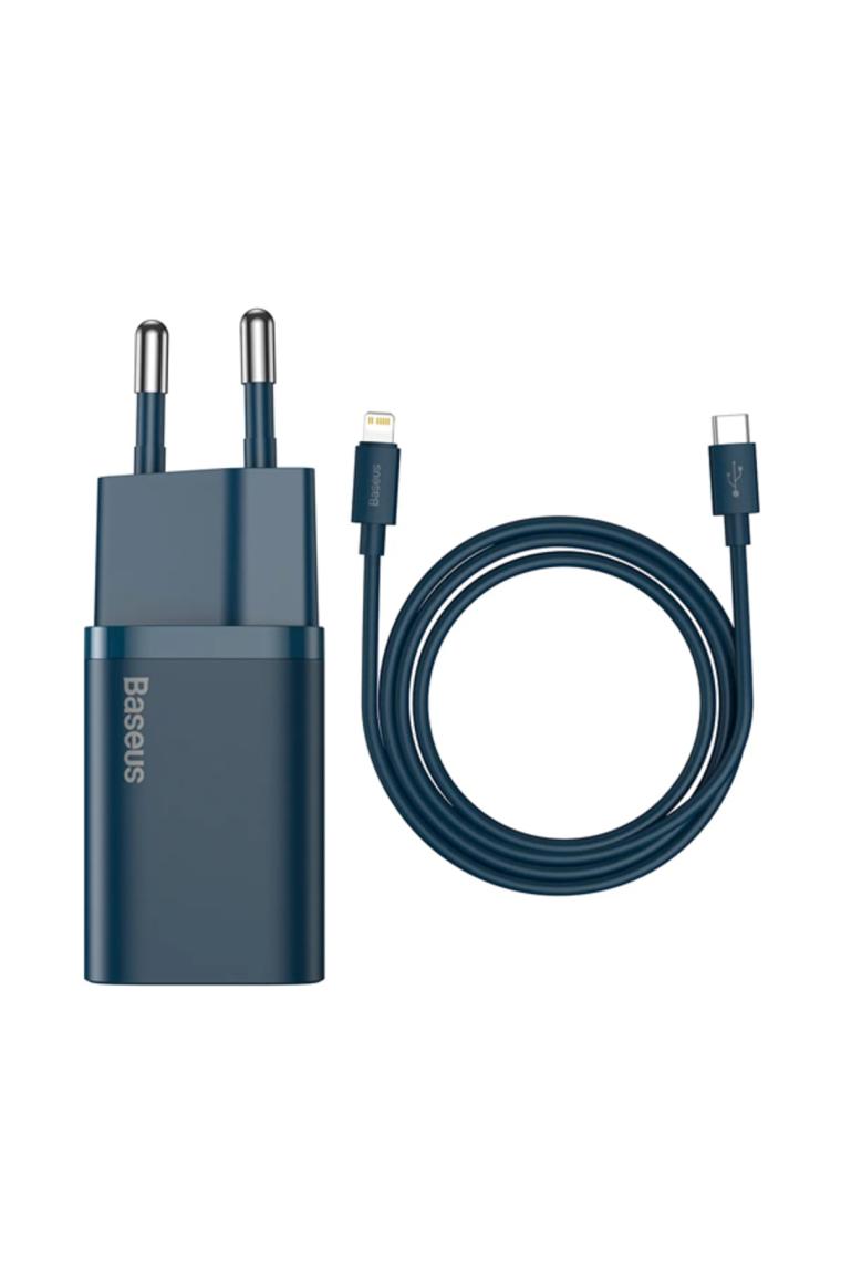 Baseus Super Si Pd 20W Usb-C & Lightning Kablo ve Hızlı Şarj Cihazı Seti, Siyah