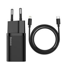 Baseus Super Si Pd 20W Usb-C & Lightning Kablo ve Hızlı Şarj Cihazı Seti, Siyah