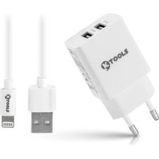 Ktools Life Çift Giriş Şarz Cihazı 2.4A 12W Hızlı Şarj Adaptör ve Lightning Kablo