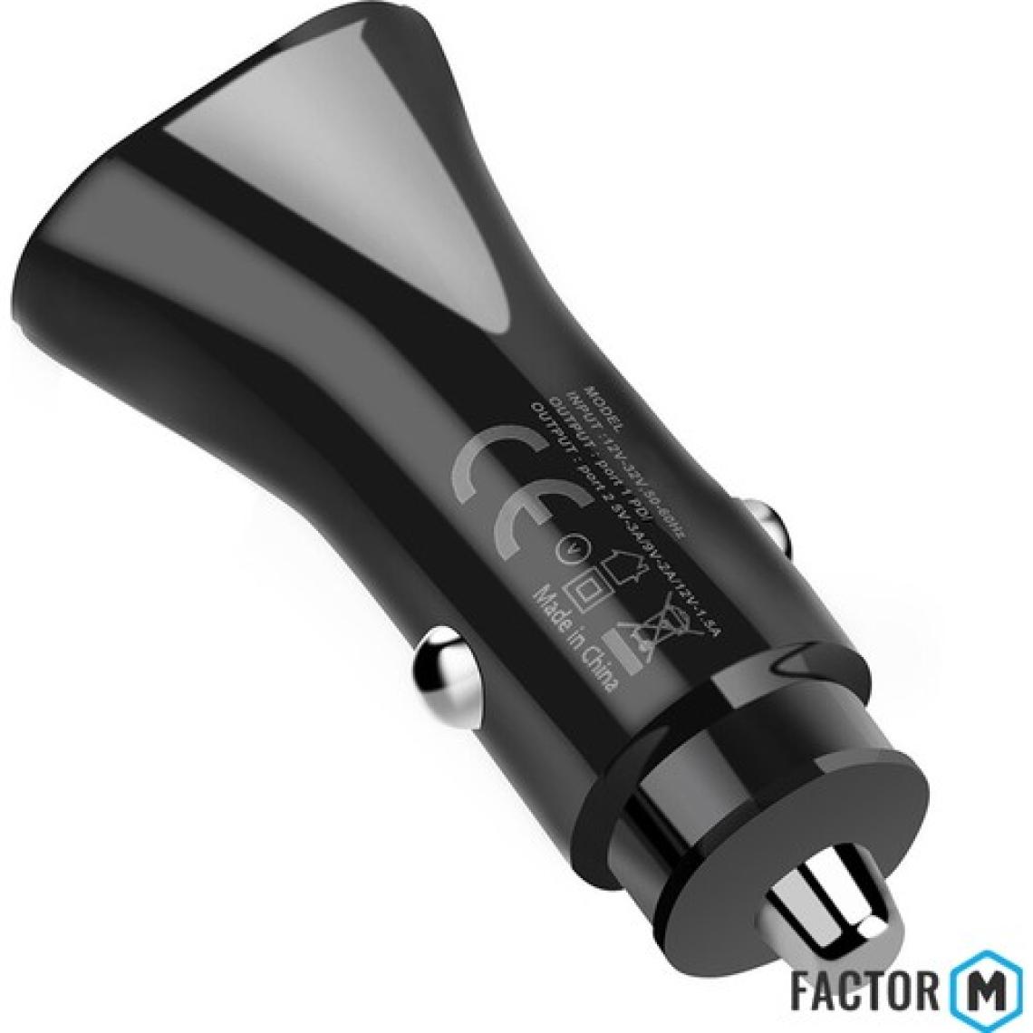 Factor-M Pd 36W + Usba Çift Çıkışlı Araç Şarj Aleti Başlığı (FMPD01)