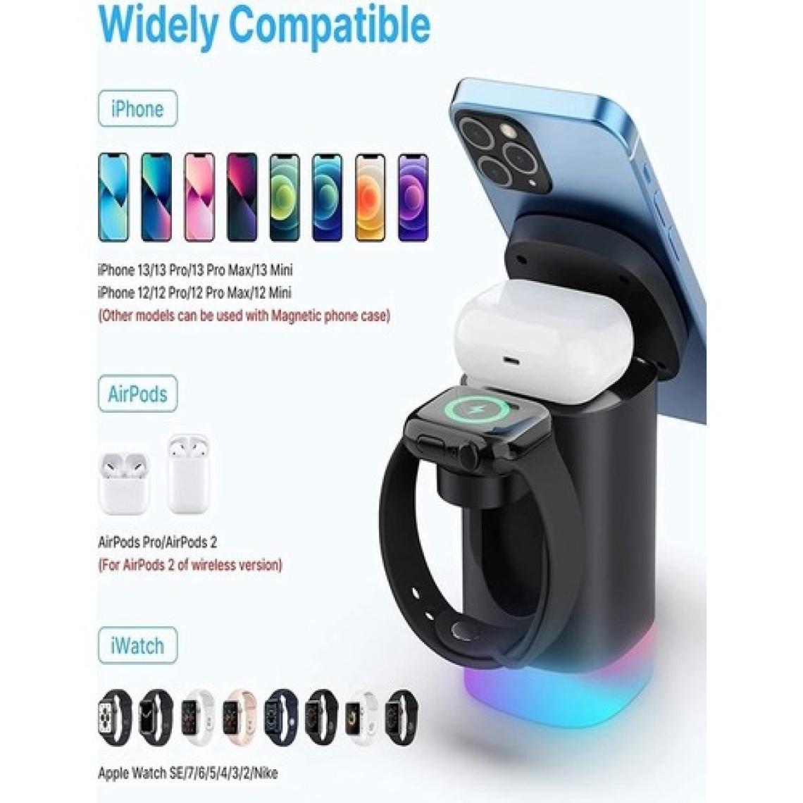 ÇELİKWORK 15W Manyetik 3'ü 1 Arada Hızlı Kablosuz Rgb Şarj Cihazı