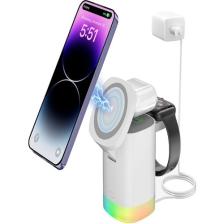 ÇELİKWORK 15W Manyetik 3'ü 1 Arada Hızlı Kablosuz Rgb Şarj Cihazı