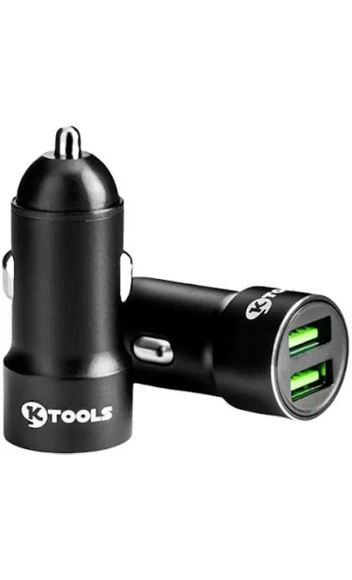 Ktools Drive Inn 2.4 Amper Çift USB Araç Şarjı Çakmaklık Siyah