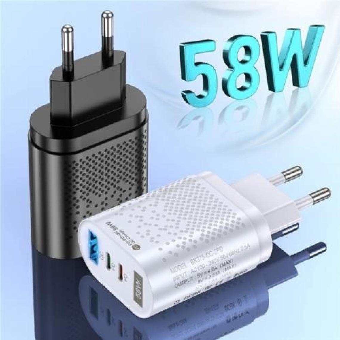 Coofbe Super Şarj 3port 58W USB Type-C Girişli Şarj Başlık Akım Korumalı Samsung Huawei Apple iPhone Şarj