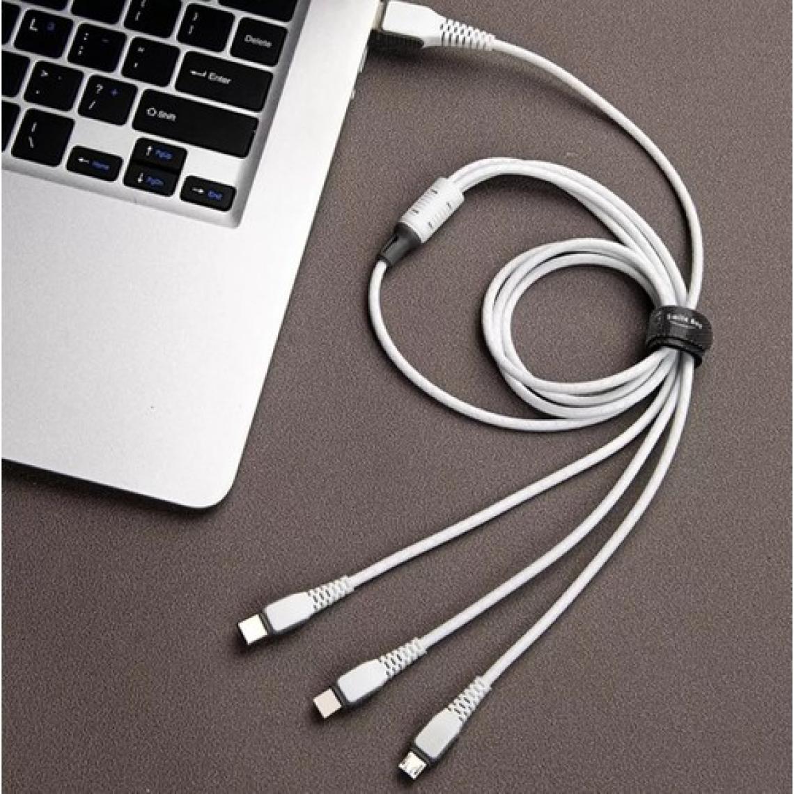 Qasul Huawei Xiaomi Apple iPhone Uyumlu Çoklu Şarj Aleti Cihazı Kablosu Type-C Micro Lightning 3lü Şarj Kablo Çoklukablo
