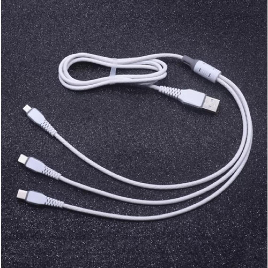 Qasul Huawei Xiaomi Apple iPhone Uyumlu Çoklu Şarj Aleti Cihazı Kablosu Type-C Micro Lightning 3lü Şarj Kablo Çoklukablo