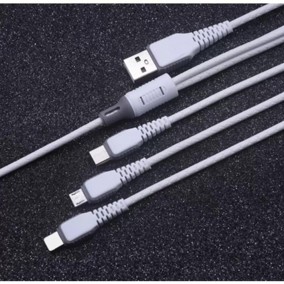 Qasul Huawei Xiaomi Apple iPhone Uyumlu Çoklu Şarj Aleti Cihazı Kablosu Type-C Micro Lightning 3lü Şarj Kablo Çoklukablo