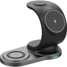 S-Link Swapp SW-CWF110 Telefon Kulaklık Akıllı Saat 15W 3 In 1 Magsafe Siyah Kablosuz Şarj Cihazı