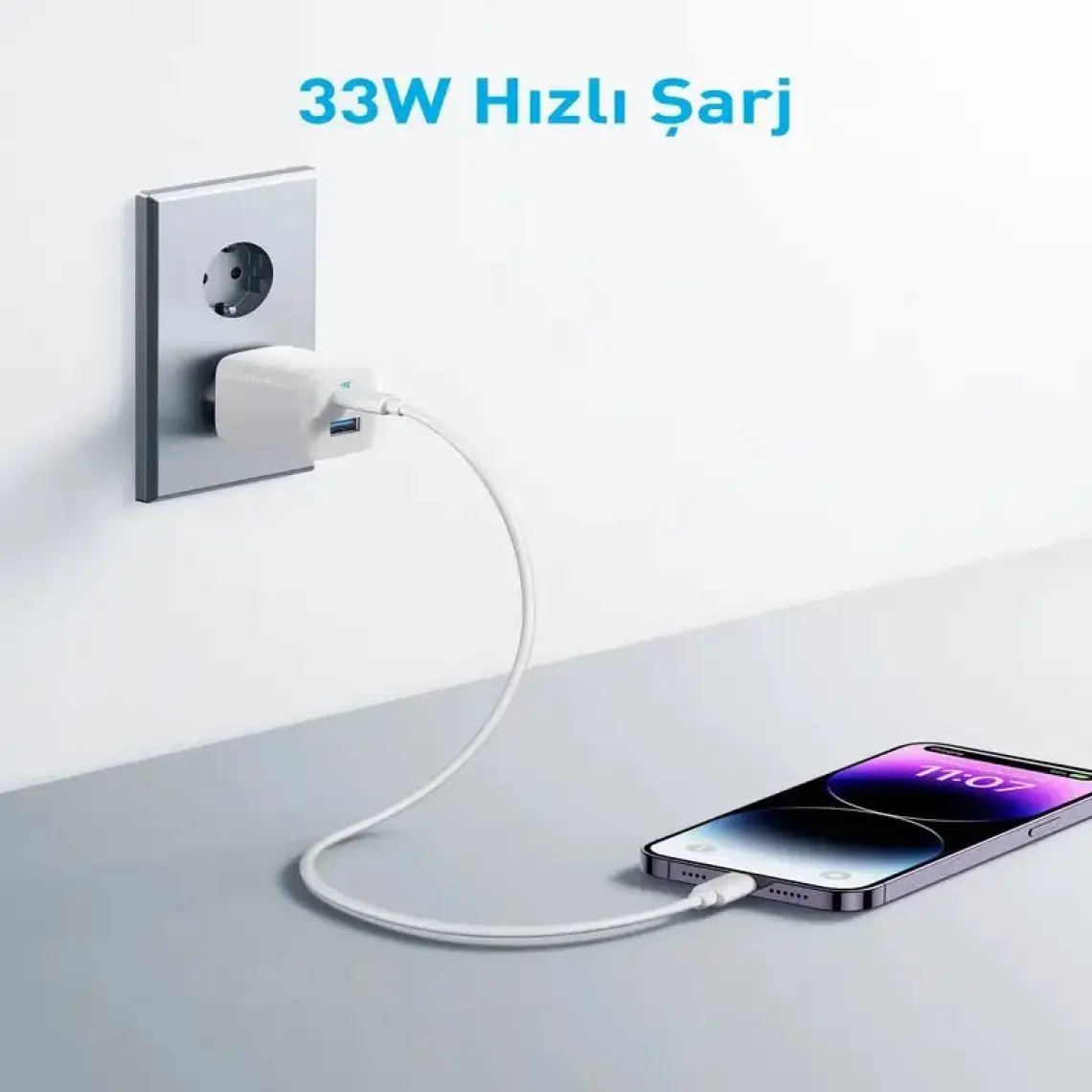 Anker 323 33W USB-C + USB-A Hızlı Şarj Cihazı -(USB-C PD 20W + USB-A 12W) iPhone & Android ile Uyumlu Type-C Hızlı Şarj Adaptörü - A2331 - Beyaz (Anker Türkiye Garantili)
