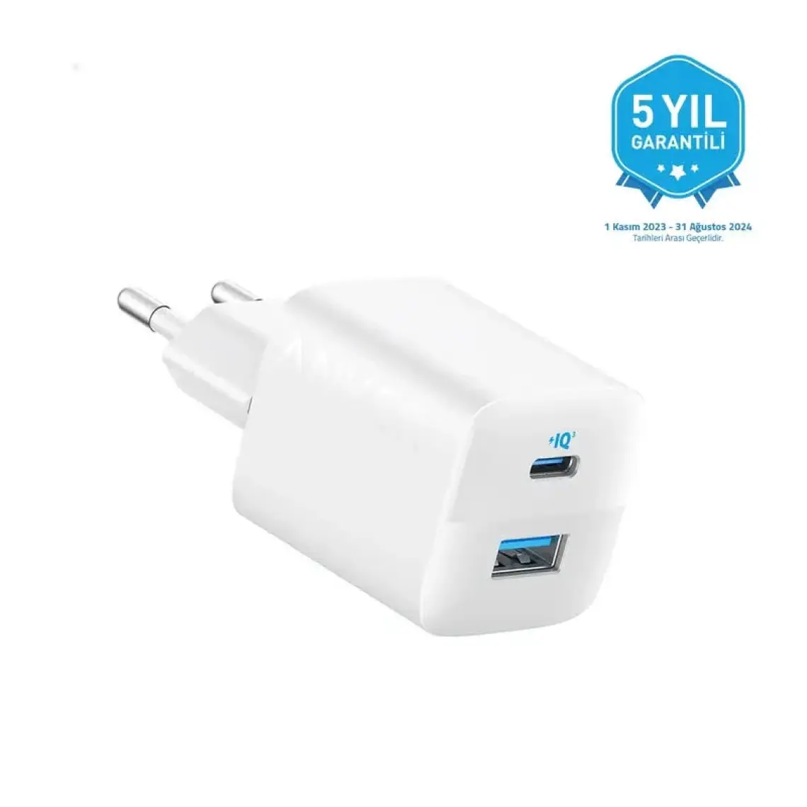 Anker 323 33W USB-C + USB-A Hızlı Şarj Cihazı -(USB-C PD 20W + USB-A 12W) iPhone & Android ile Uyumlu Type-C Hızlı Şarj Adaptörü - A2331 - Beyaz (Anker Türkiye Garantili)