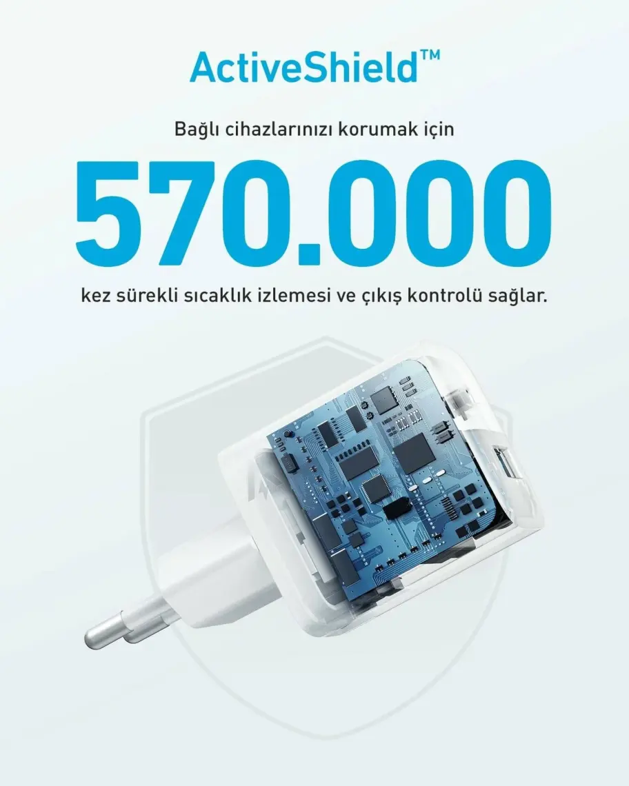 Anker 323 33W USB-C + USB-A Hızlı Şarj Cihazı -(USB-C PD 20W + USB-A 12W) iPhone & Android ile Uyumlu Type-C Hızlı Şarj Adaptörü - A2331 - Beyaz (Anker Türkiye Garantili)