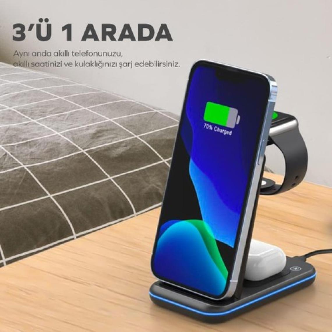 Woyax By Deji Iphone-Watch ve Magsafe Uyumlu Katlanabilir 15W Hızlı Wireless Kablosuz Şarj Standı