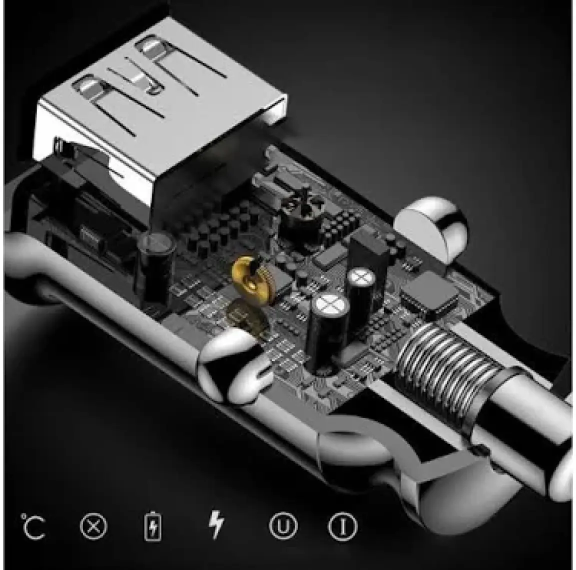 Baseus CCALL-ML02 Mini Dual USB 3.1A Max Çıkışlı Hızlı Araç Şarj Başlığı - Beyaz