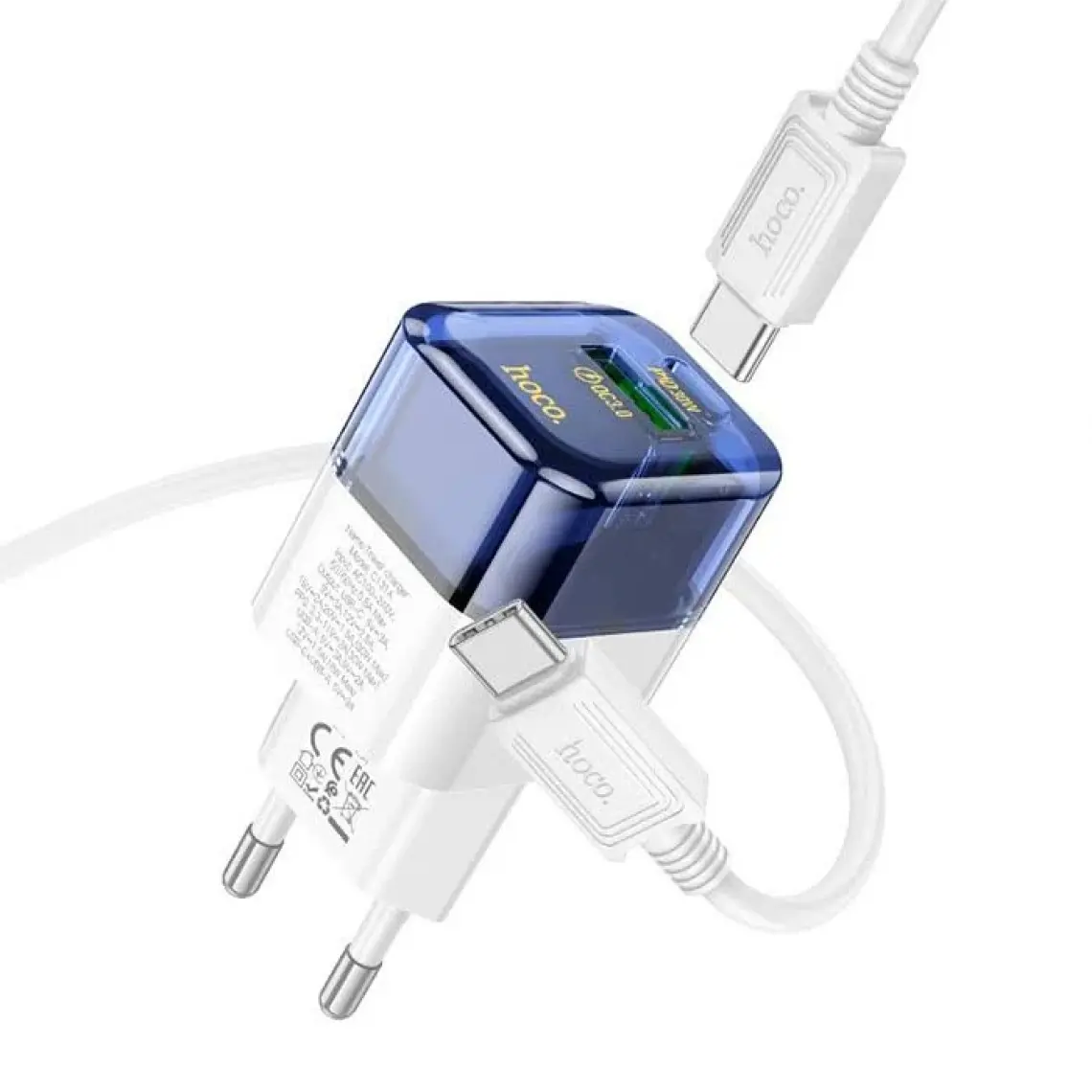 Hoco C131A Platinum PD30W+QC3.0 Girişli Hızlı Şarj Başlığı ve Type-C To Type-C Kablo