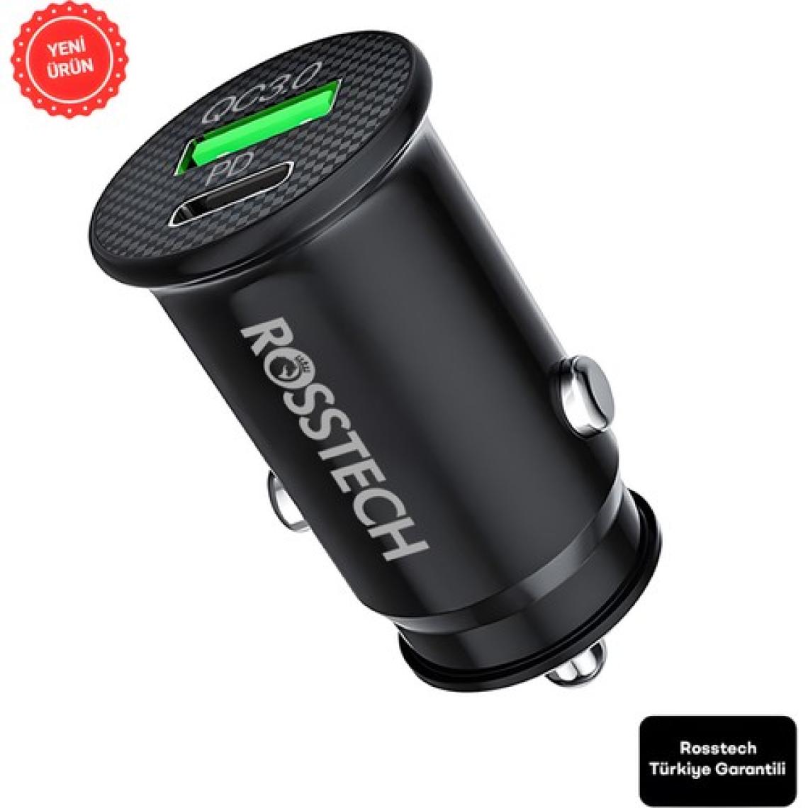 Rosstech 20W Pd + Usb-A Quick Charge 3.0 Süper Hızlı Dual Port Araç Çakmaklık Şarj Cihazı
