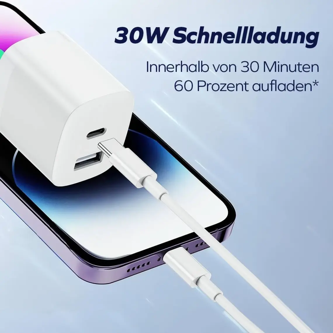 Woyax by Deji Type-C PD ve USB Hızlı Şarj Aleti Gan 33W 1.2m 60W-2A Type-C Şarj Kablosu