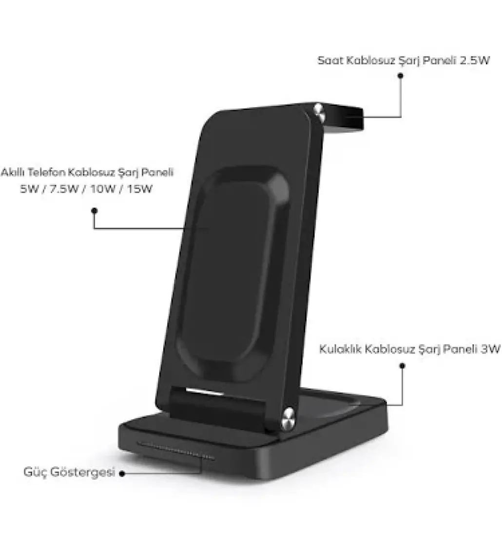 Woyax By Deji Iphone-Watch ve Magsafe Uyumlu Katlanabilir 15W Hızlı Wireless Kablosuz Şarj Standı