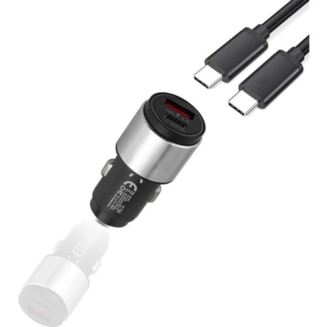 Giyitec Metal Hızlı Araç Şarj Cihazı 45W  Type-C + USB Port Aynı Anda2 Cihaz Şarj Edilebilir Kablolu Set