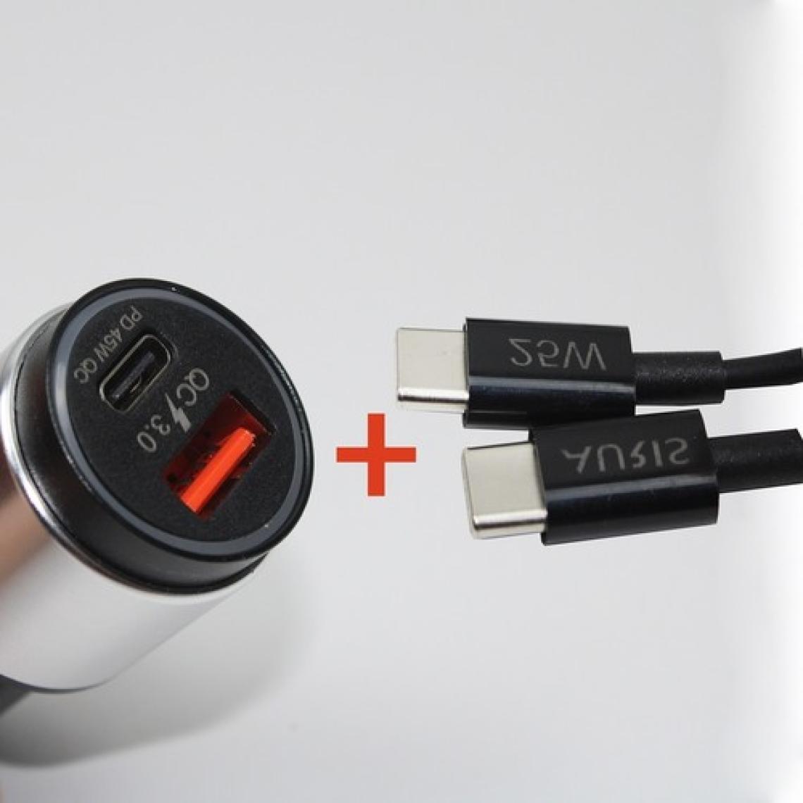 Giyitec Metal Hızlı Araç Şarj Cihazı 45W  Type-C + USB Port Aynı Anda2 Cihaz Şarj Edilebilir Kablolu Set