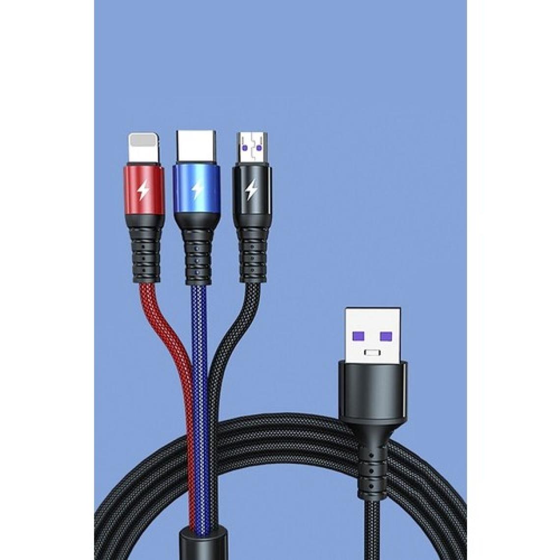 Conocer Huawei Xiaomi Samsung Iphone Uyumlu Örgü Hasır Çoklu Şarj Kablosu Type-C Micro Lightning