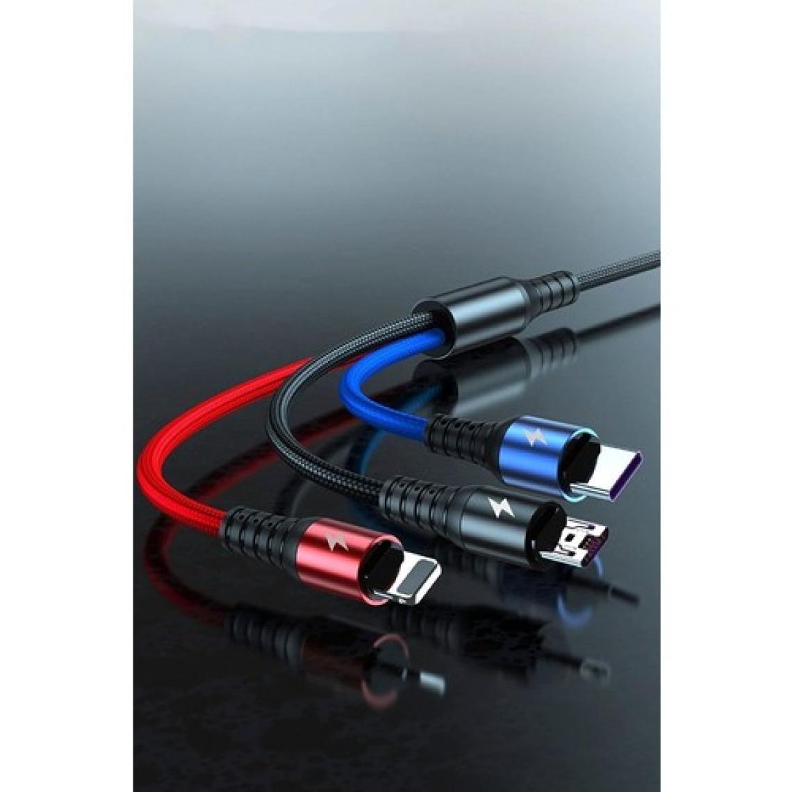 Conocer Huawei Xiaomi Samsung Iphone Uyumlu Örgü Hasır Çoklu Şarj Kablosu Type-C Micro Lightning