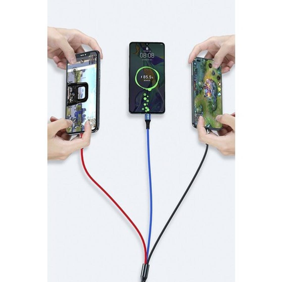 Conocer Huawei Xiaomi Samsung Iphone Uyumlu Örgü Hasır Çoklu Şarj Kablosu Type-C Micro Lightning