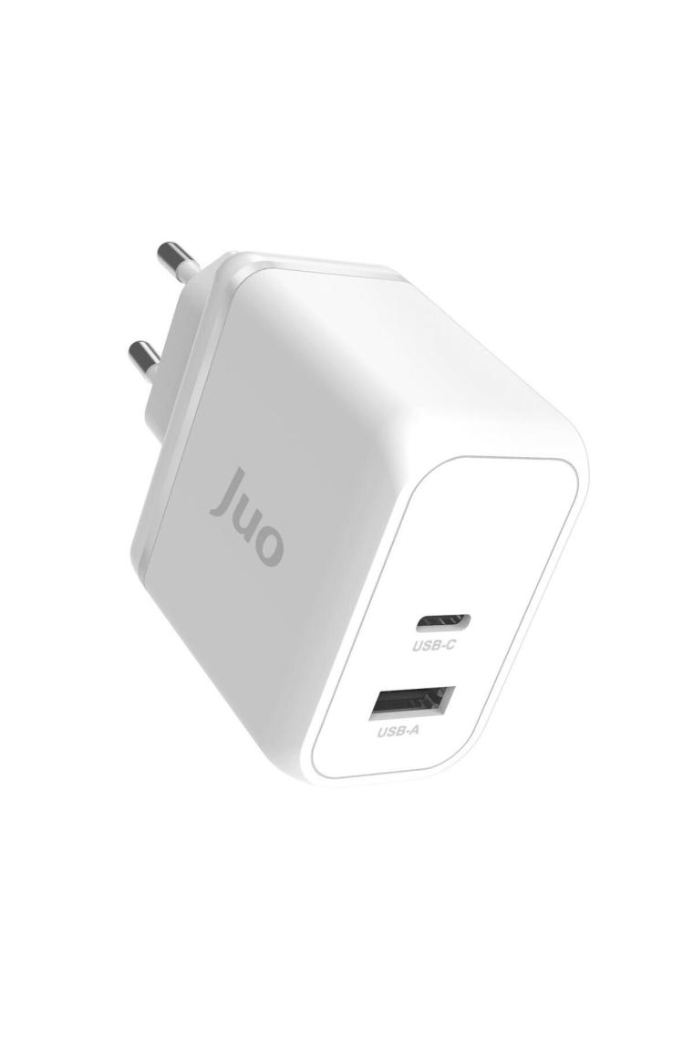 Juo 65W Gan Usb-C + Usb-A Şarj Aleti iPhone & iPad & Macbook & Notebook Uyumlu Pd Type-C Hızlı Şarj Cihazı Beyaz