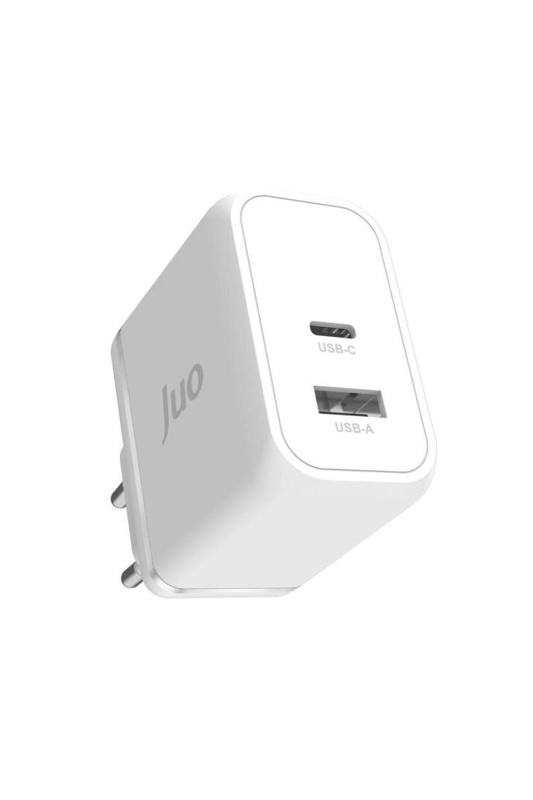 Juo 65W Gan Usb-C + Usb-A Şarj Aleti iPhone & iPad & Macbook & Notebook Uyumlu Pd Type-C Hızlı Şarj Cihazı Beyaz