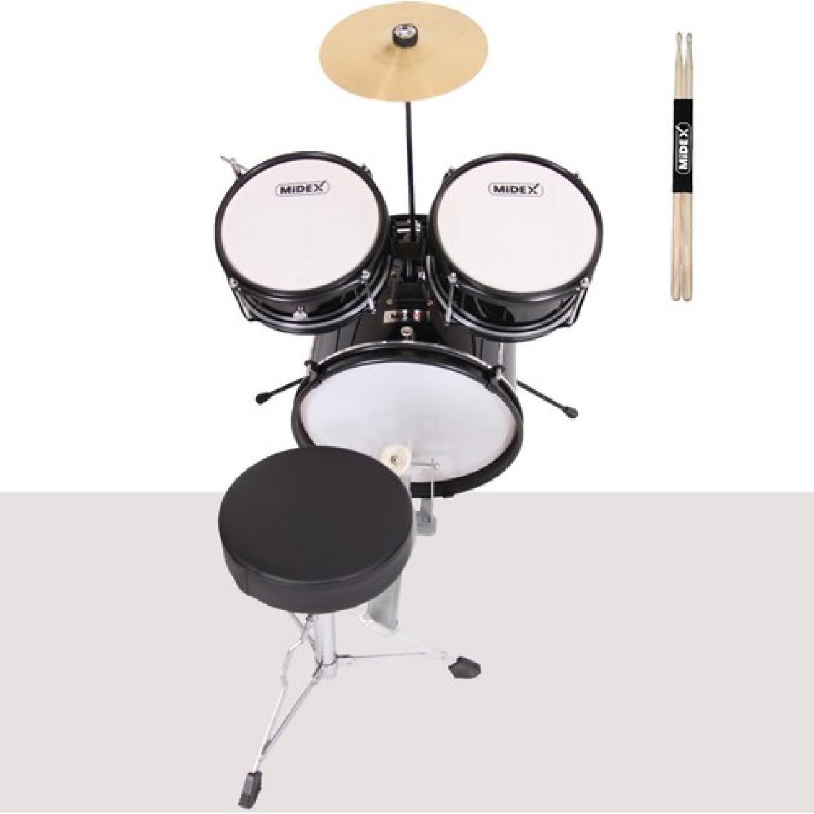 Midex CD300X-BK Akustik Çocuk Baterisi Davulu Seti 5-14 Yaş Için Full Set
