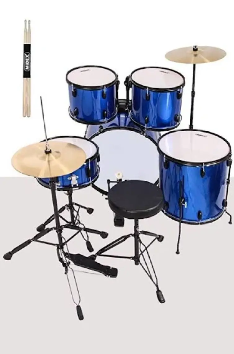 Midex CD900X-BL 22'' yetişkin akustik Bateri Davul Seti 22B-13T-12T-16F-14S (5 Parça)