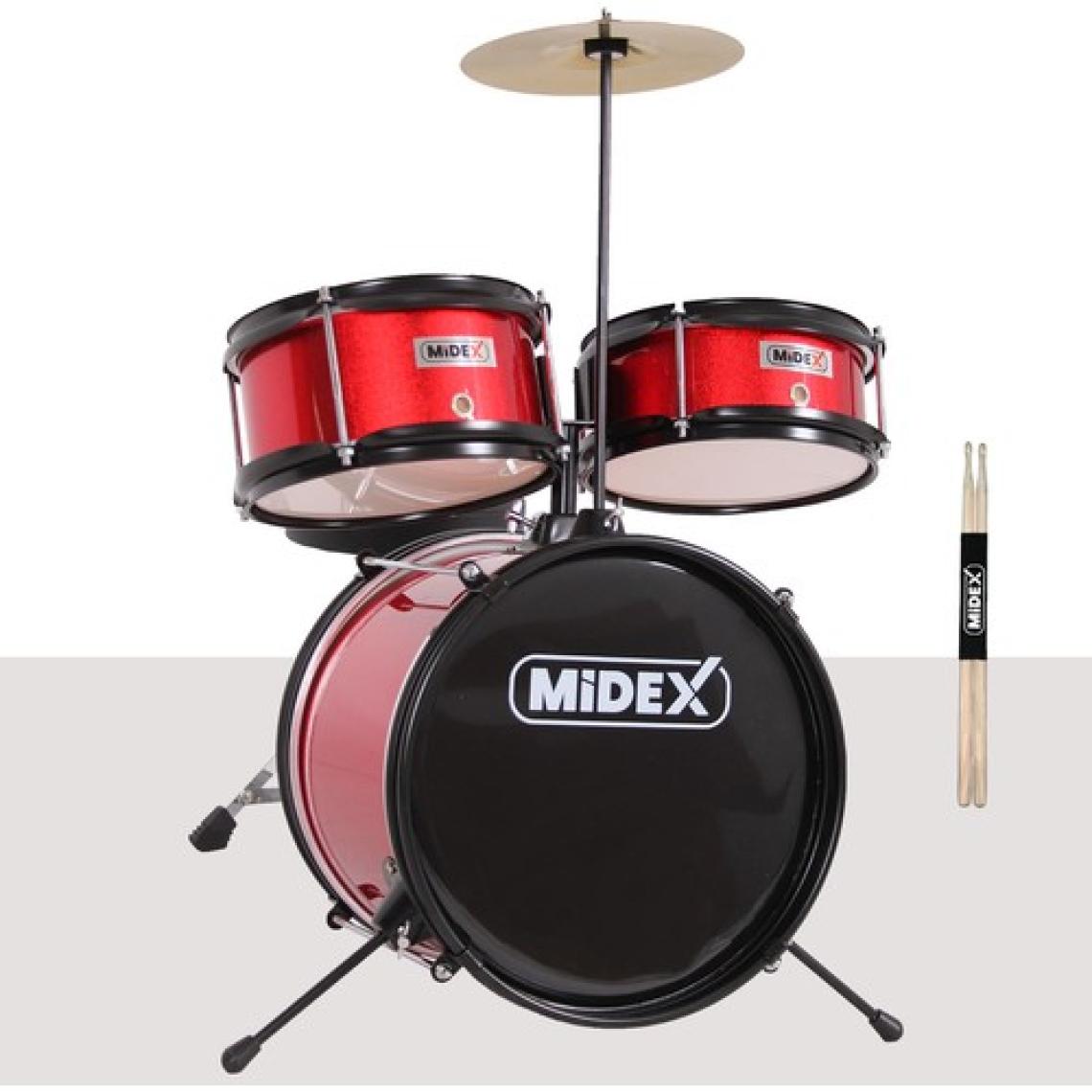 Midex CD300X-RD Akustik Çocuk Baterisi Davulu Seti 5-14 Yaş Için Full Set