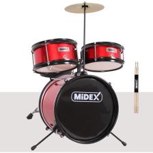 Midex CD300X-RD Akustik Çocuk Baterisi Davulu Seti 5-14 Yaş Için Full Set