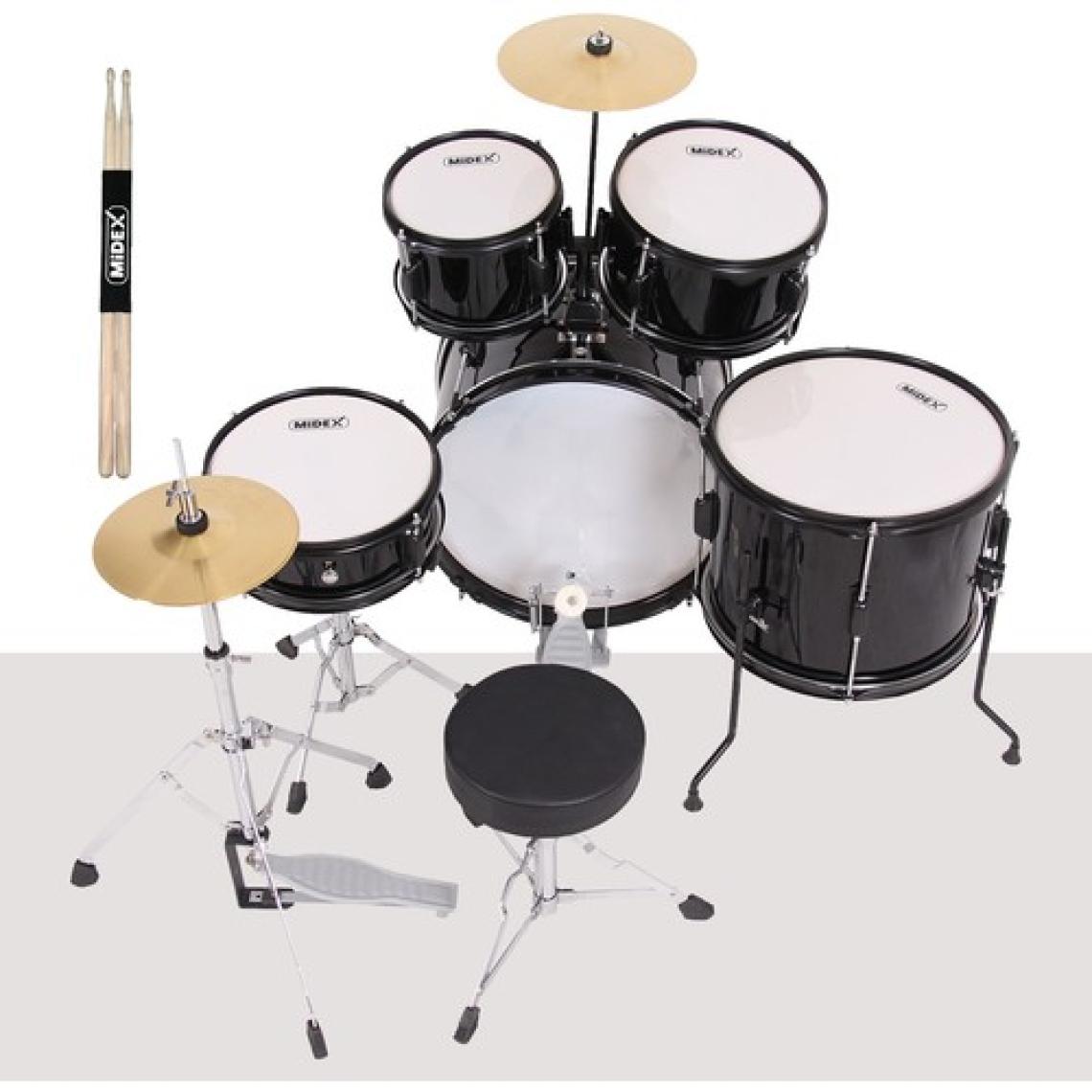 Midex CD500X-BK Akustik Çocuk Baterisi Davulu Seti 5-18 Yaş İçin Full Set
