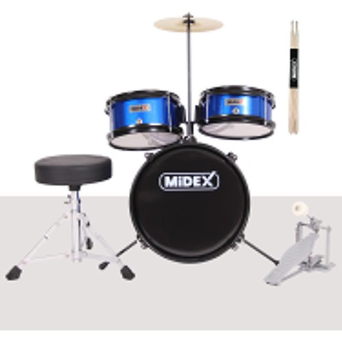Midex CD300X-BL Akustik Çocuk Baterisi Davulu Seti 5-14 Yaş Için Full Set