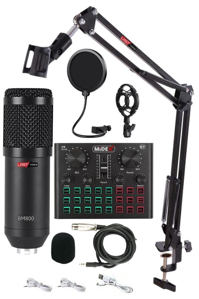 Lastvoice BM800 Mikrofon + Set-01 Stand + Shock Mount + Filtre + Ses Kartı